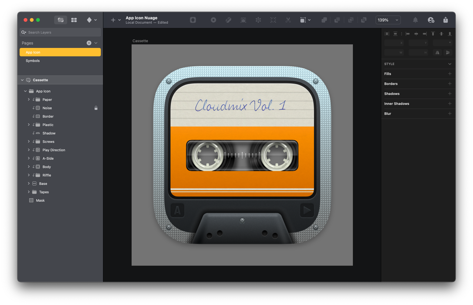 An alternative design to the Nuage icon featuring a cassette inspired icon design.