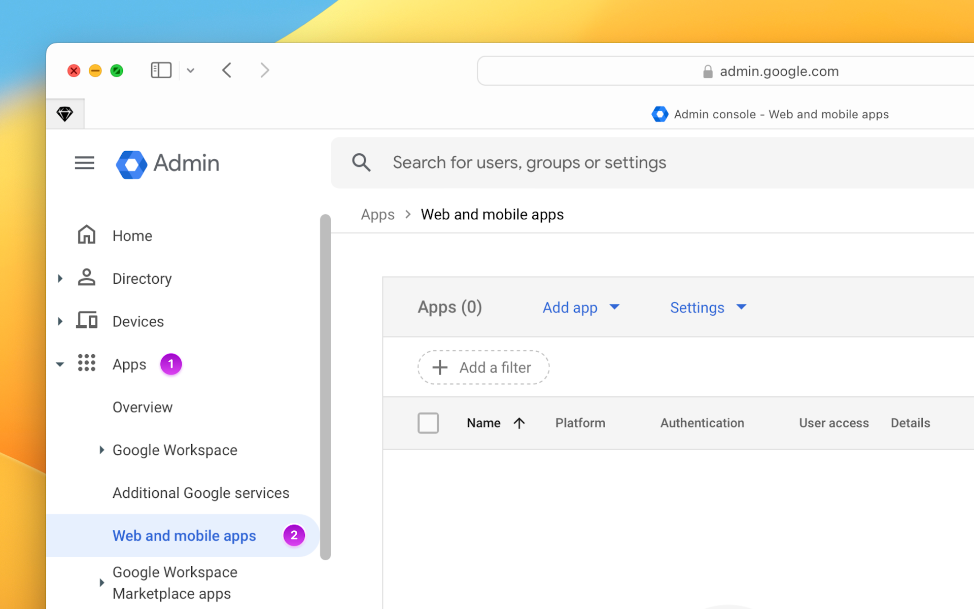 An image showing the apps section in Google Workspaces
