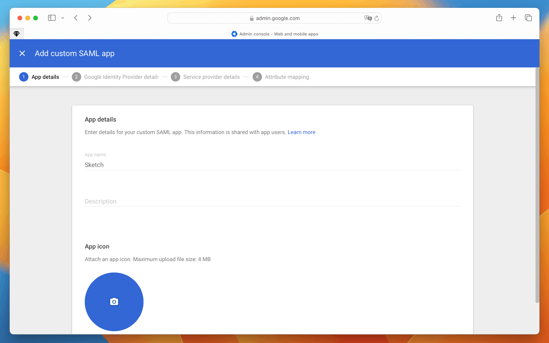 An image showing where to type a name for the application