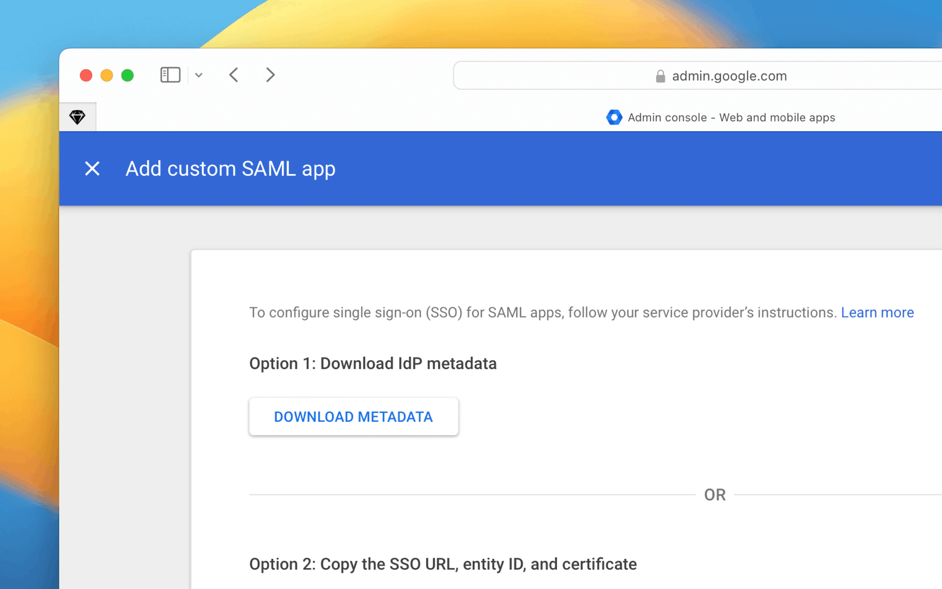 An image showing how to download the app metadata